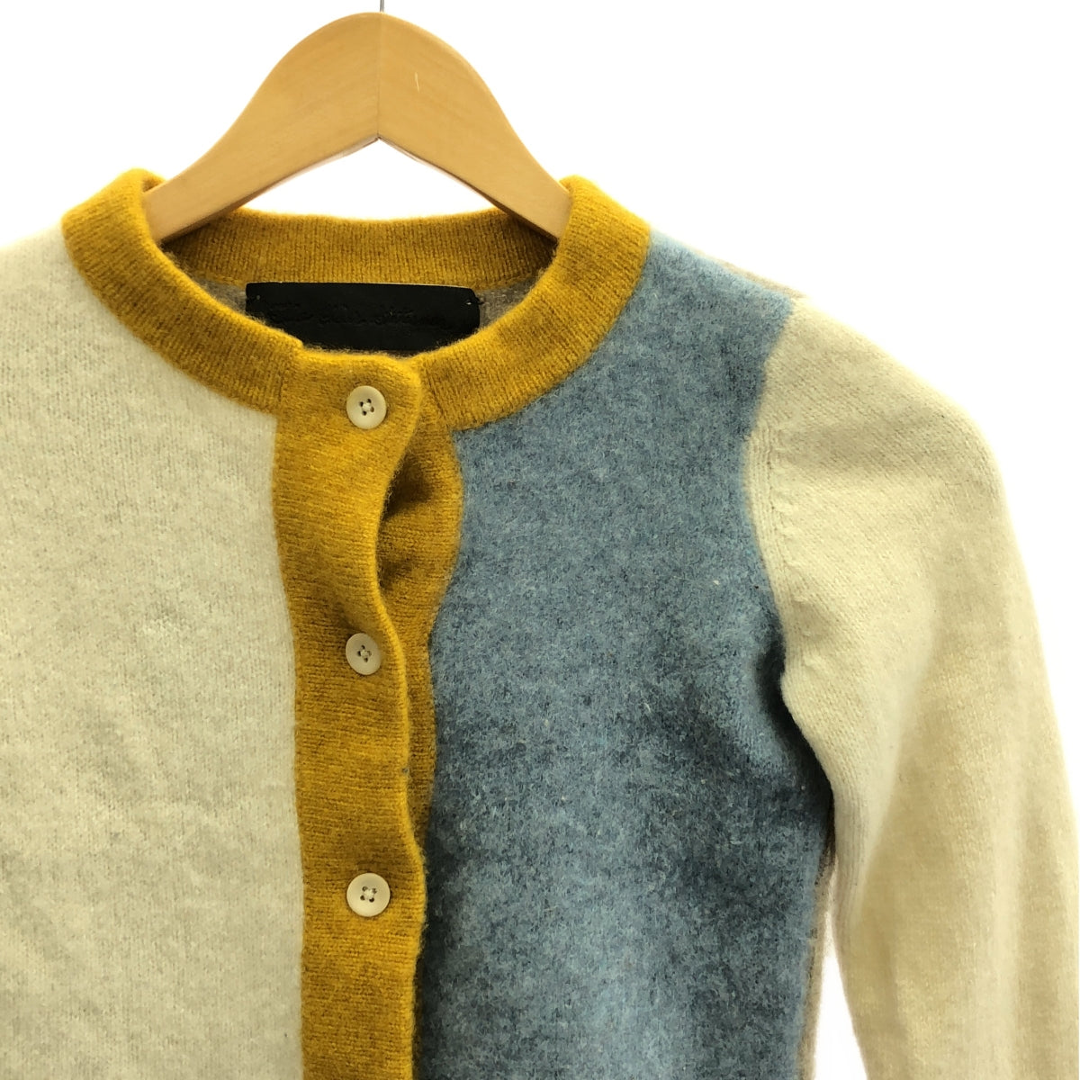 The Elder Statesman / ジエルダーステイツマン | 配色ニットカーディガン | XS | イエロー×ブルー×ホワイト | レディース