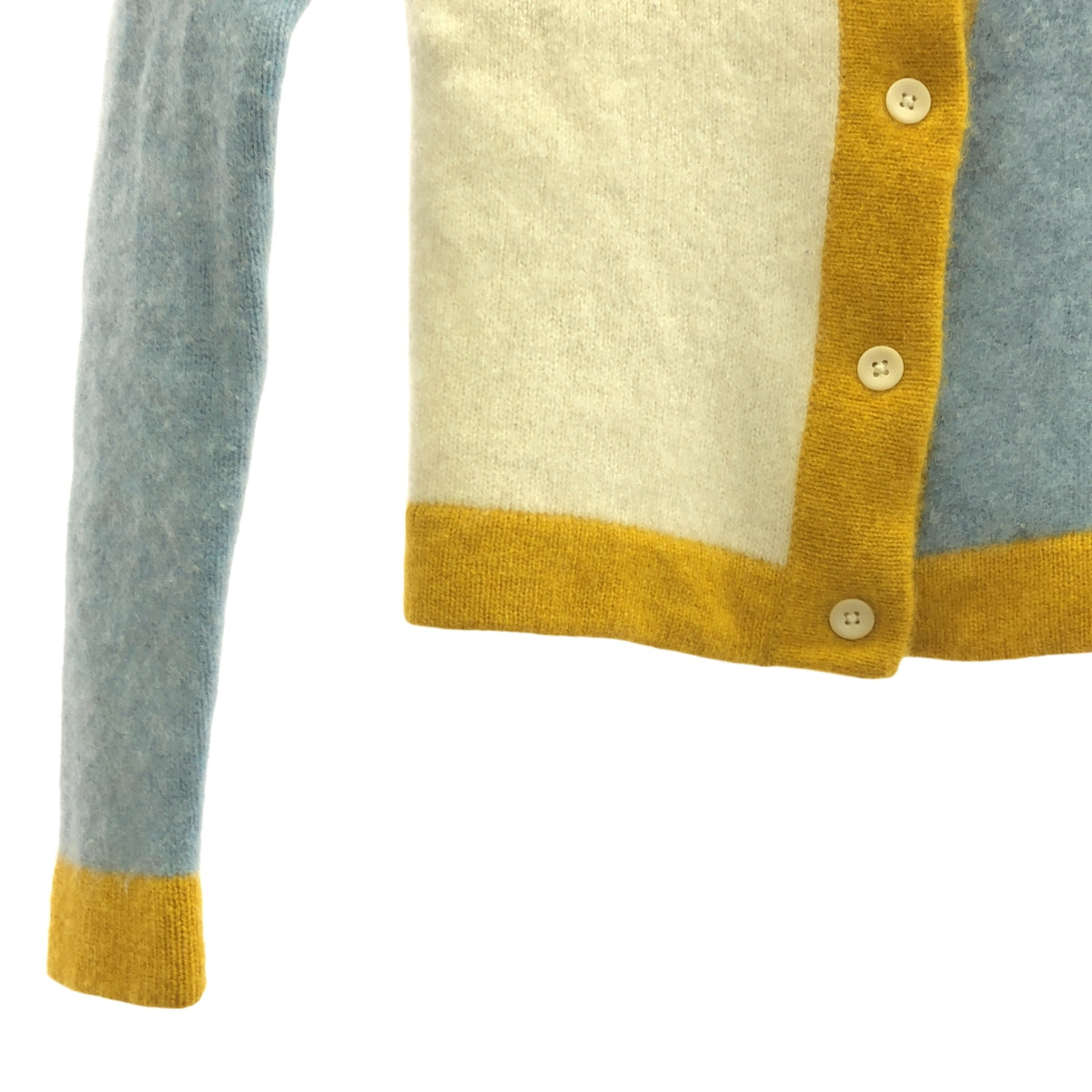 The Elder Statesman / ジエルダーステイツマン | 配色ニットカーディガン | XS | イエロー×ブルー×ホワイト | レディース