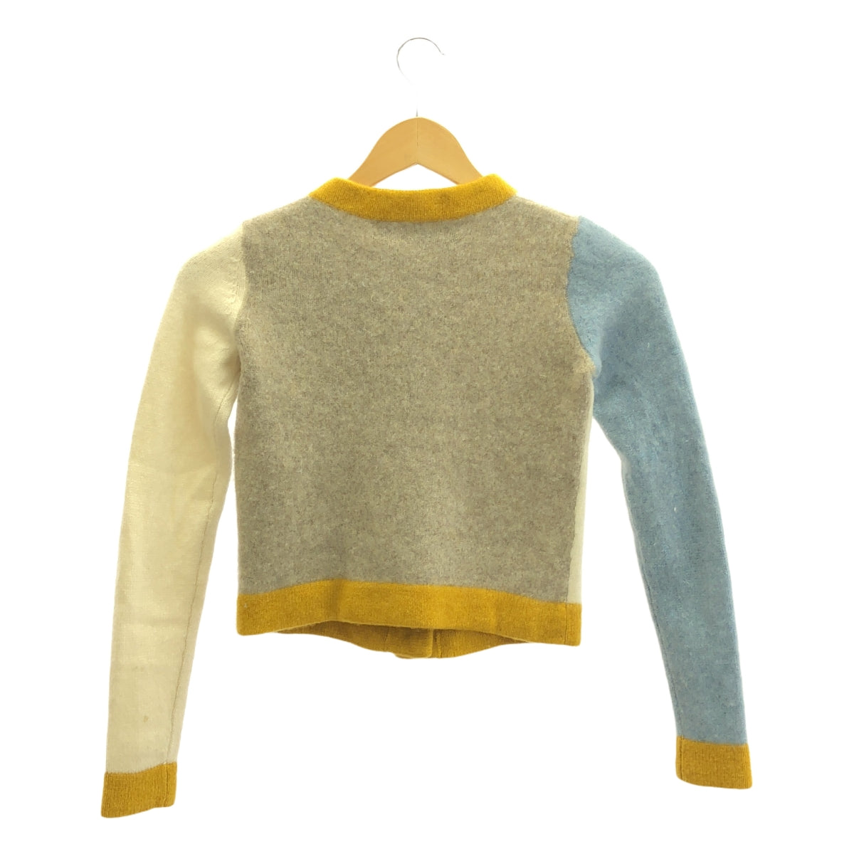 元老政治家 | 拼色針織開襟衫 | XS | 黃色 x 藍 x 白 | 女款