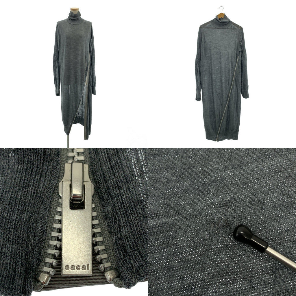 sacai / サカイ | ロゴジップ タートルネック ニット ワンピース | 4 | レディース