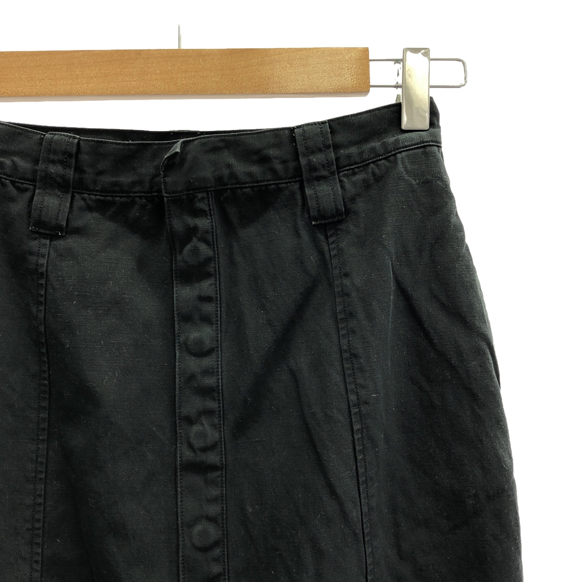 AURALEE | 2022SS | HARD TWIST FINX LINEN CHINO SKIRT | 0 | Black | Women's