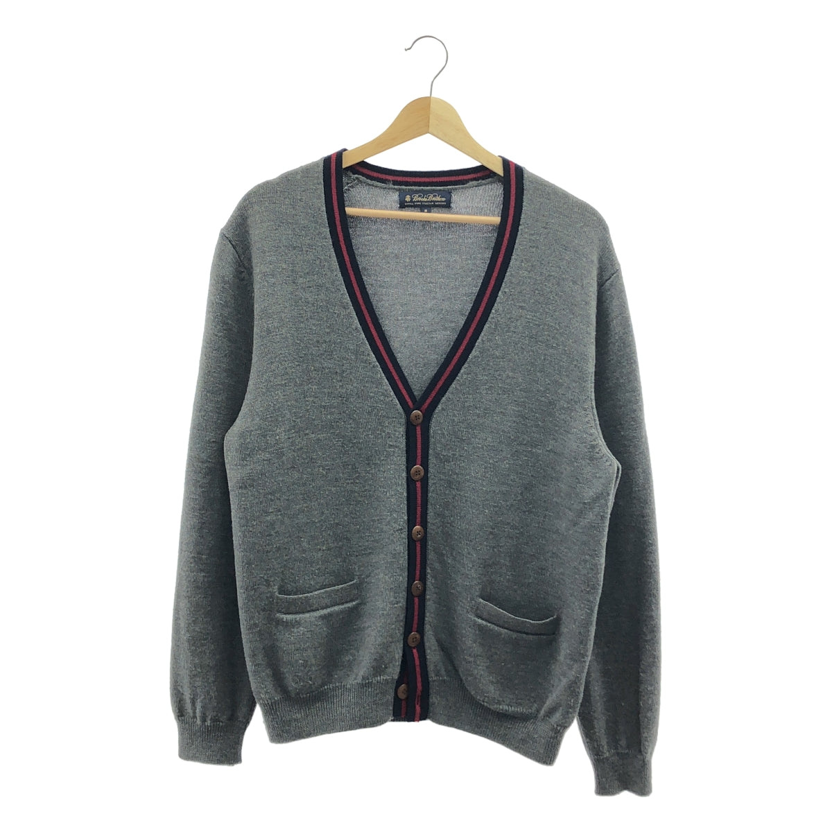 BROOKS BROTHERS / 브룩스 브라더스 | 울 원포인트 로고 니트 카디건 | M | 그레이 | 남성