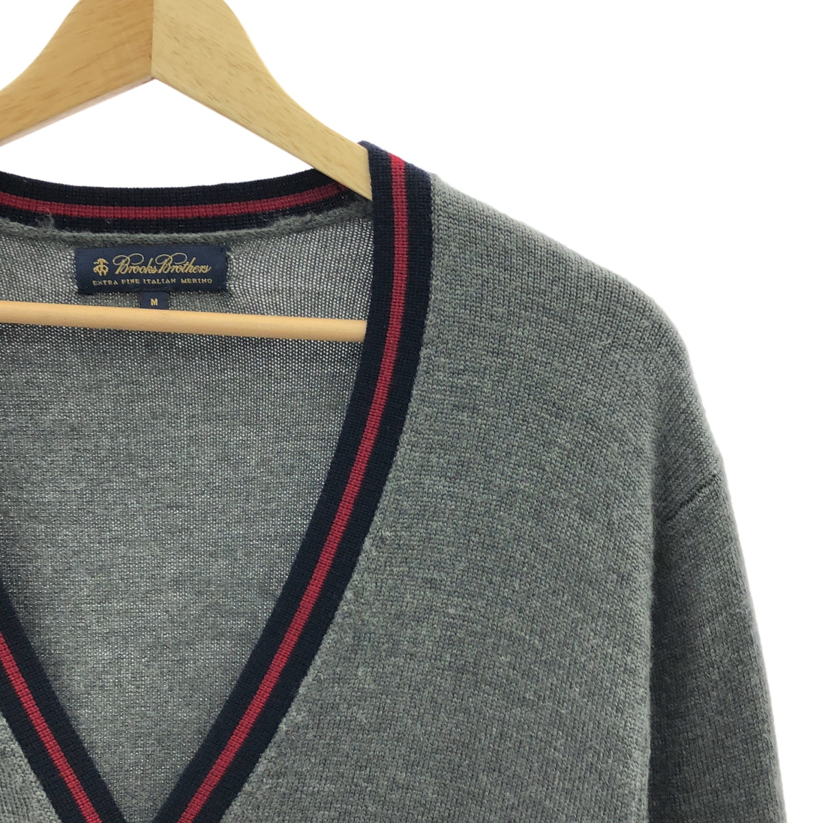 BROOKS BROTHERS / 브룩스 브라더스 | 울 원포인트 로고 니트 카디건 | M | 그레이 | 남성