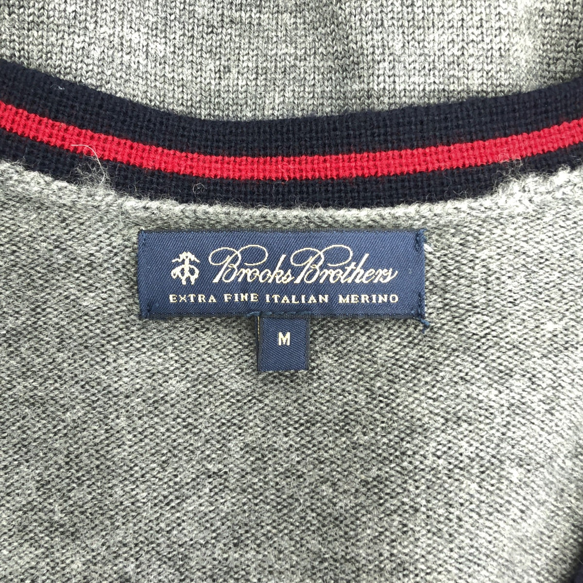 BROOKS BROTHERS / 브룩스 브라더스 | 울 원포인트 로고 니트 카디건 | M | 그레이 | 남성