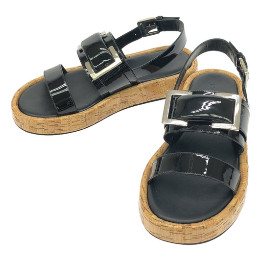 sergio rossi / Sergio Rossi | Patent leather belt sandals | 38 | Black/Brown | Women's