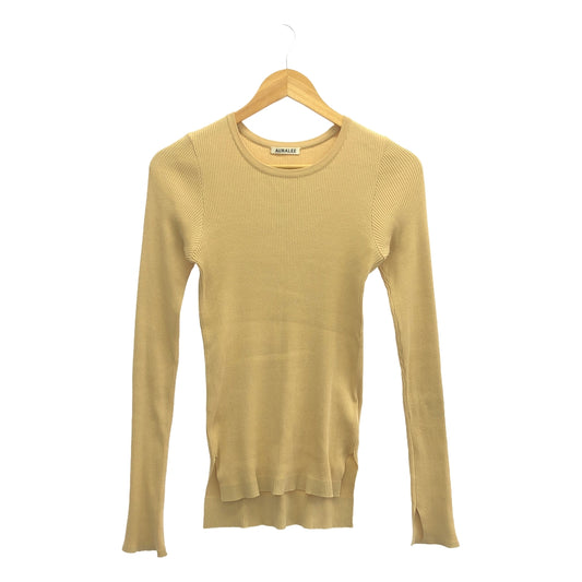 [Good Condition] AURALEE | 2021AW | GIZA HIGH GAUGE RIB KNIT Ribbed Cut and Sew | 1 | Beige | Women's