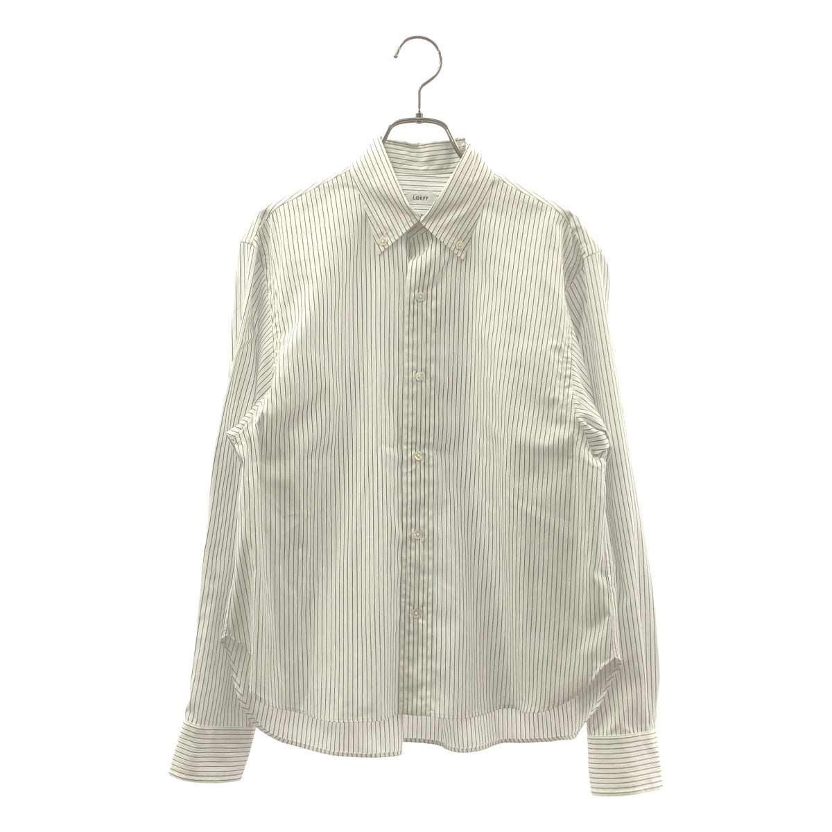 【미품】 LOEFF / 로에프 | 코튼 브로드 스트라이프 박스 셔츠 | 1 | 화이트 / 블랙 | 여성