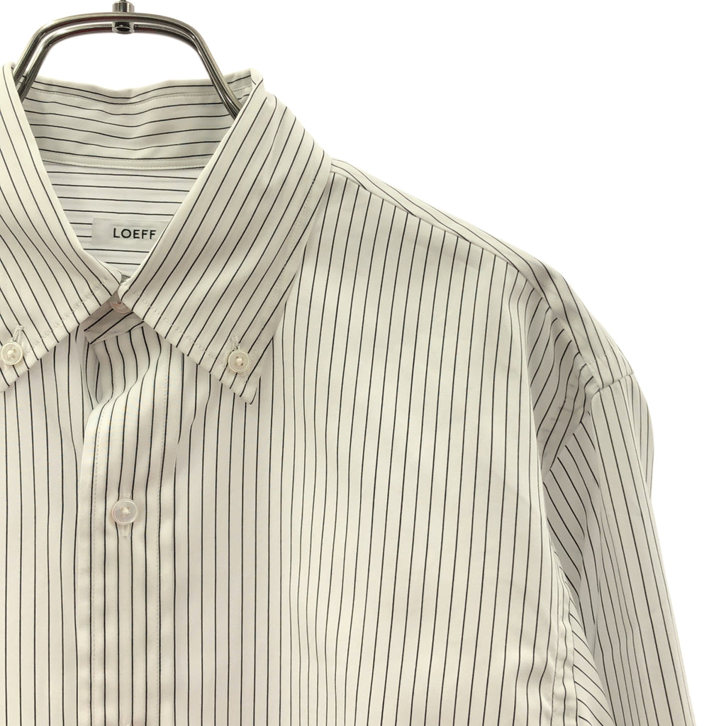 【미품】 LOEFF / 로에프 | 코튼 브로드 스트라이프 박스 셔츠 | 1 | 화이트 / 블랙 | 여성