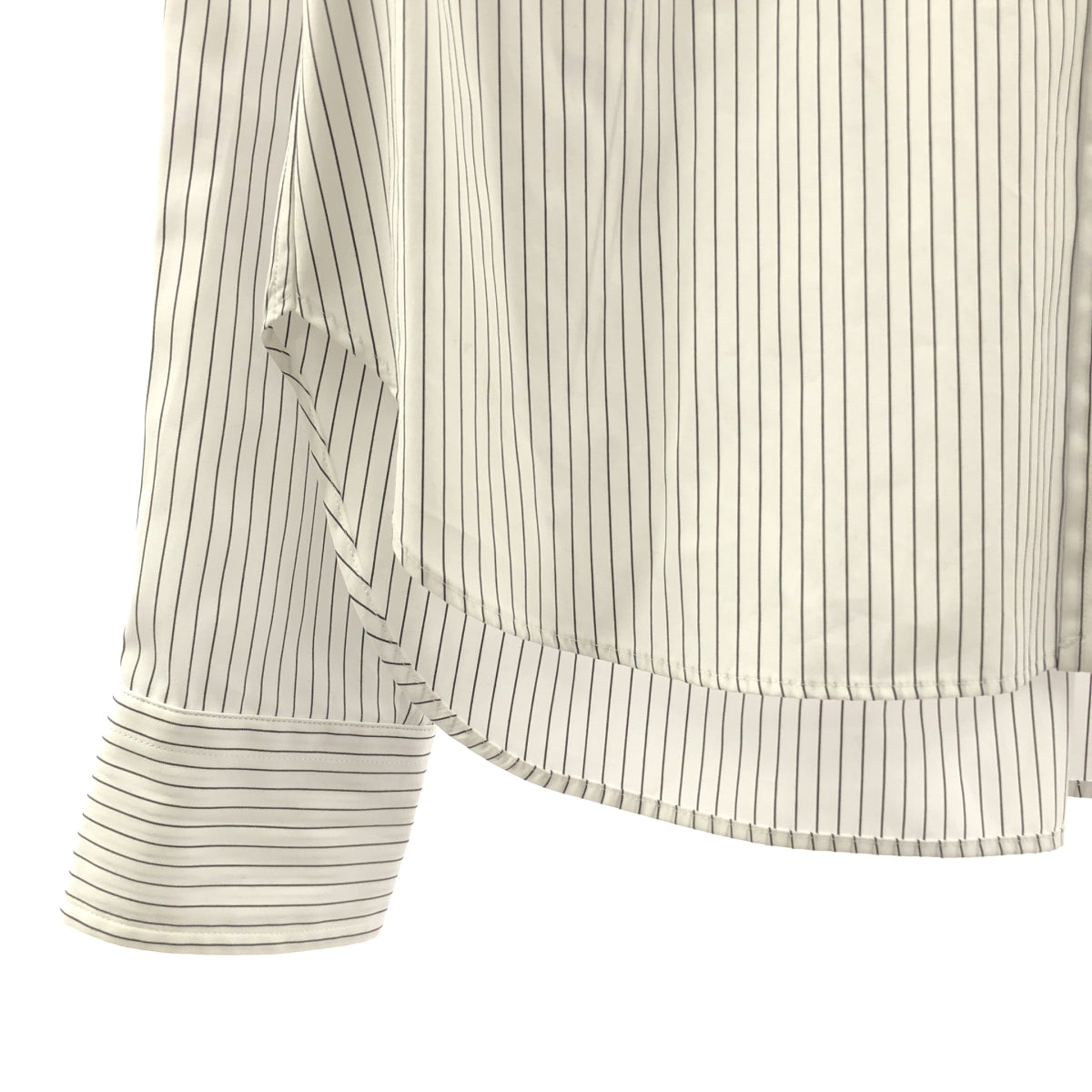 【미품】 LOEFF / 로에프 | 코튼 브로드 스트라이프 박스 셔츠 | 1 | 화이트 / 블랙 | 여성