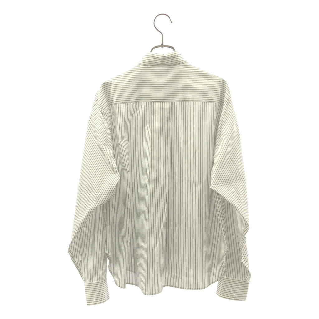 【미품】 LOEFF / 로에프 | 코튼 브로드 스트라이프 박스 셔츠 | 1 | 화이트 / 블랙 | 여성