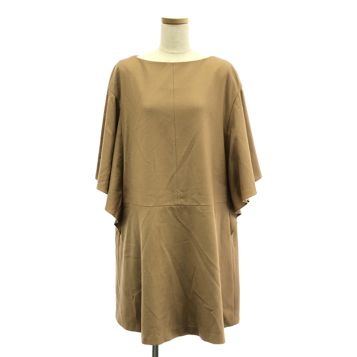 ADORE / アドーア | ウール混 袖フリル ワンピース | 38 | キャメル | レディース