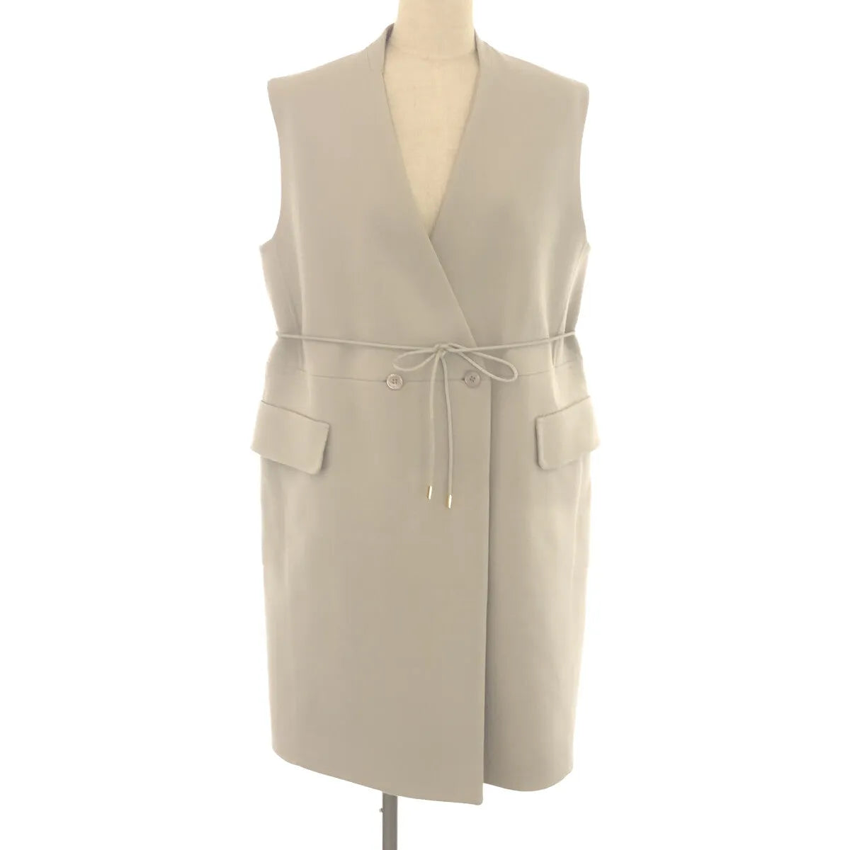 [狀況良好] 抽屜 |雙面無袖羊毛大衣 |尺寸 36 |淺灰色/米色|女性的