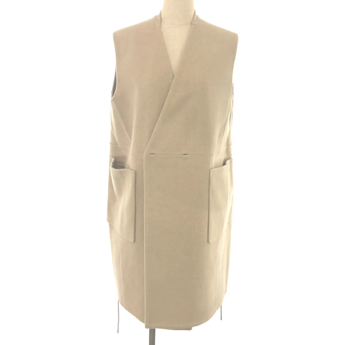 [狀況良好] 抽屜 |雙面無袖羊毛大衣 |尺寸 36 |淺灰色/米色|女性的