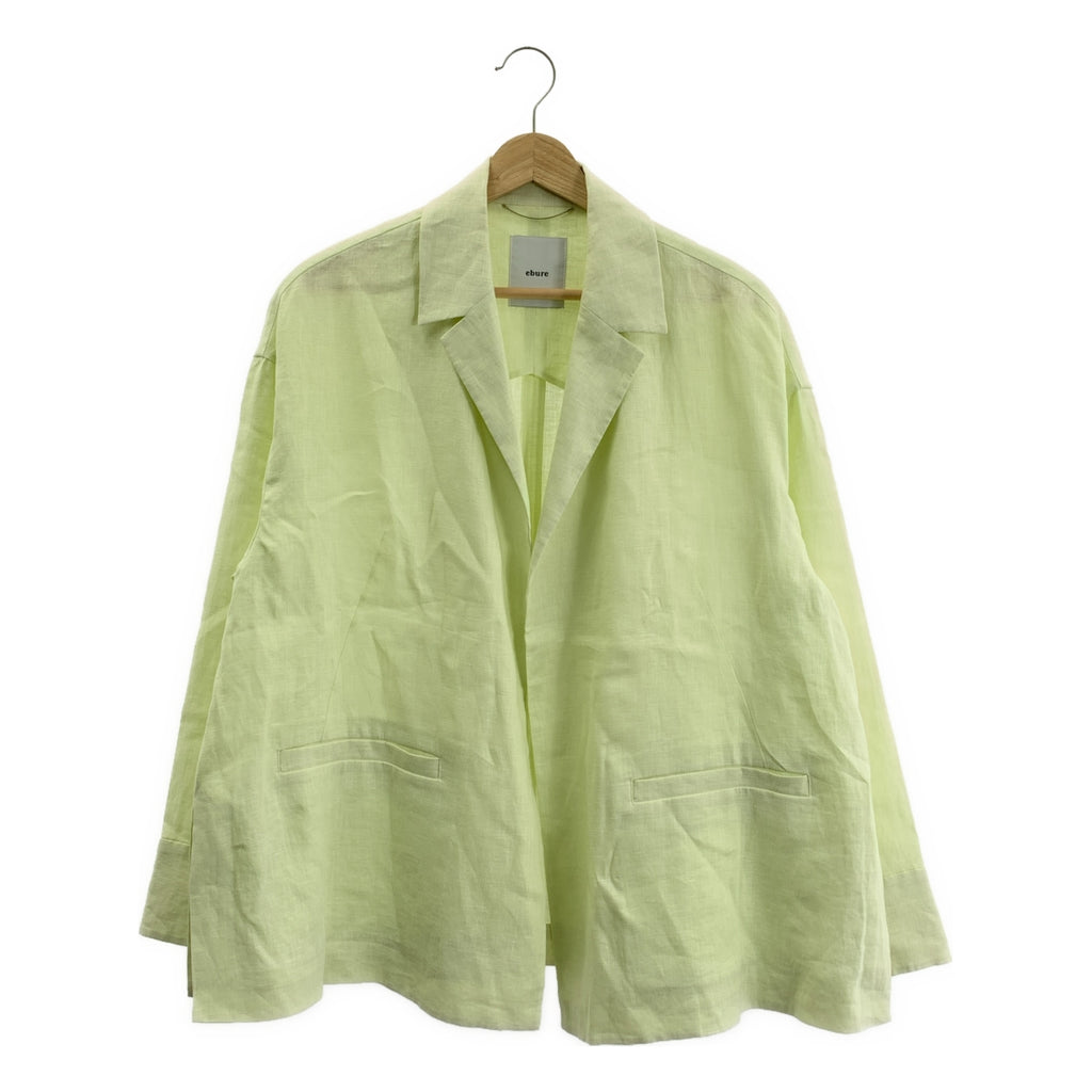ebure | 2023春夏系列 | 植物圖案亞麻落肩外套 | 38碼 | 綠色 | 女款