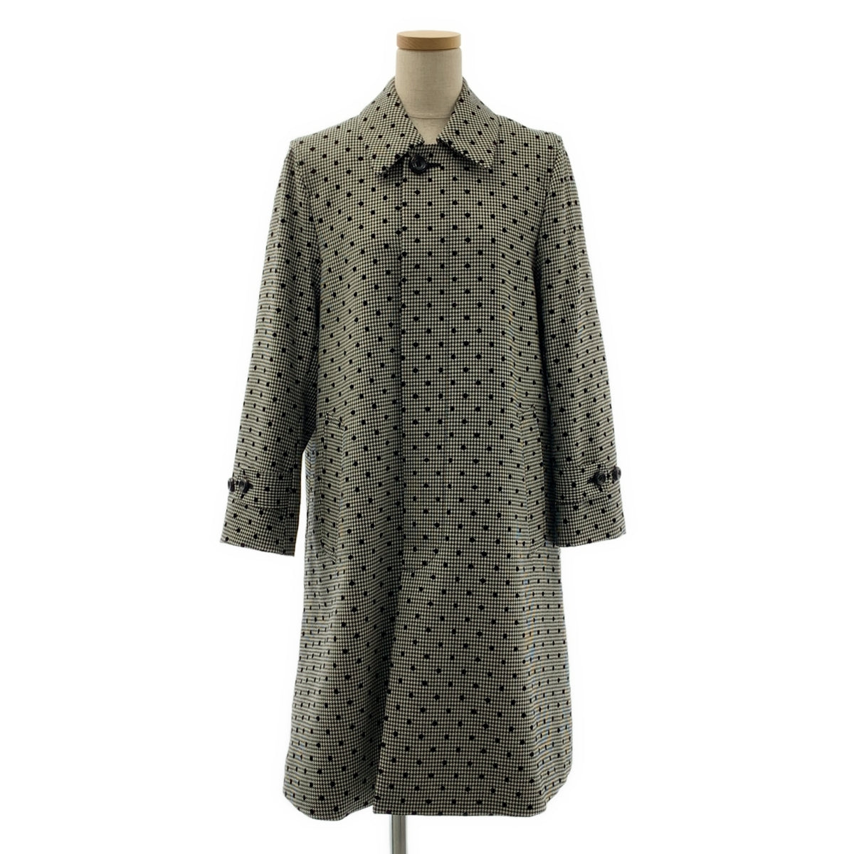 tricot COMME des GARCONS / トリココムデギャルソン | 2012AW | フロッキー加工 ウール ドット 千鳥格子 ステンカラーコート | S | レディース