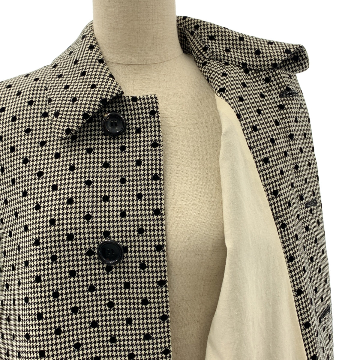 tricot COMME des GARCONS / トリココムデギャルソン | 2012AW | フロッキー加工 ウール ドット 千鳥格子 ステンカラーコート | S | レディース