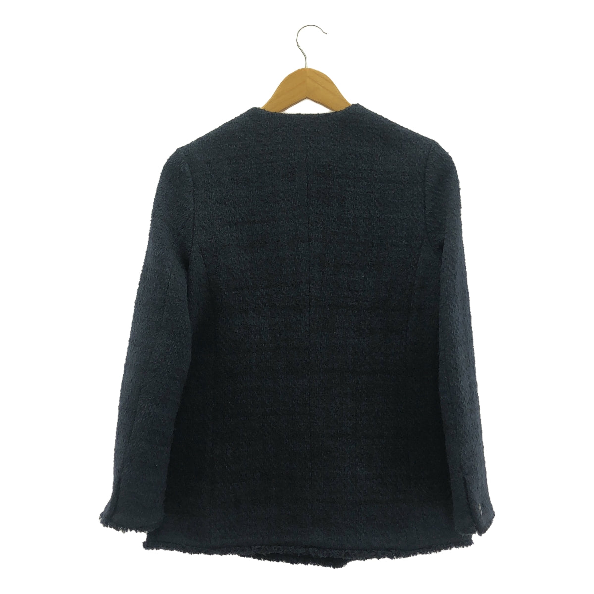 UNITED ARROWS | Tweed V-neck no-collar jacket | 36 | Navy | Women's