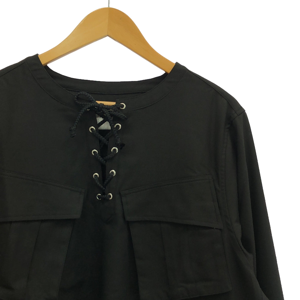 【新品】  prasthana / プラスターナ | lace up fatigue shirt / シャツ | M | ブラック | メンズ