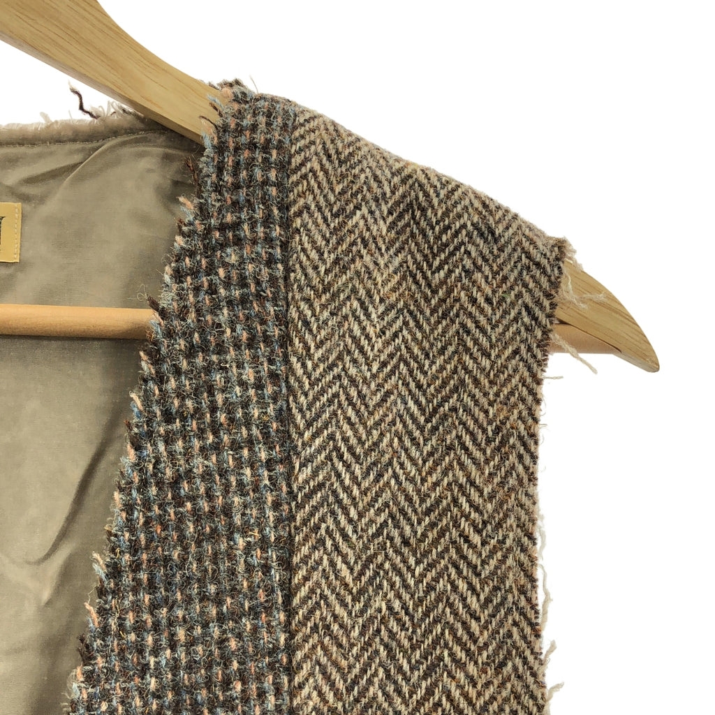 MALION vintage / マリオンヴィンテージ | ツイード サイドギャザー パッチワークベスト | F | レディース