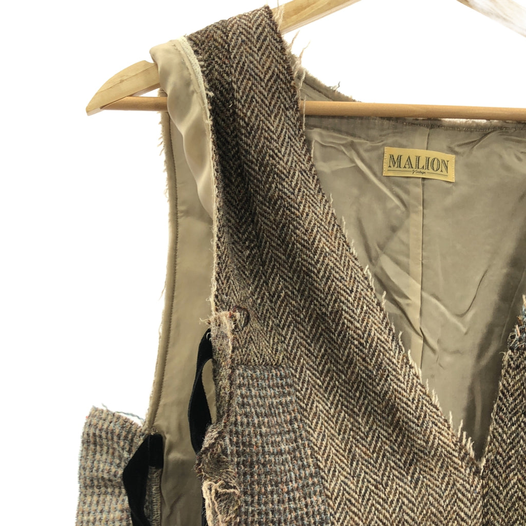 MALION vintage / マリオンヴィンテージ | ツイード サイドギャザー パッチワークベスト | F | レディース
