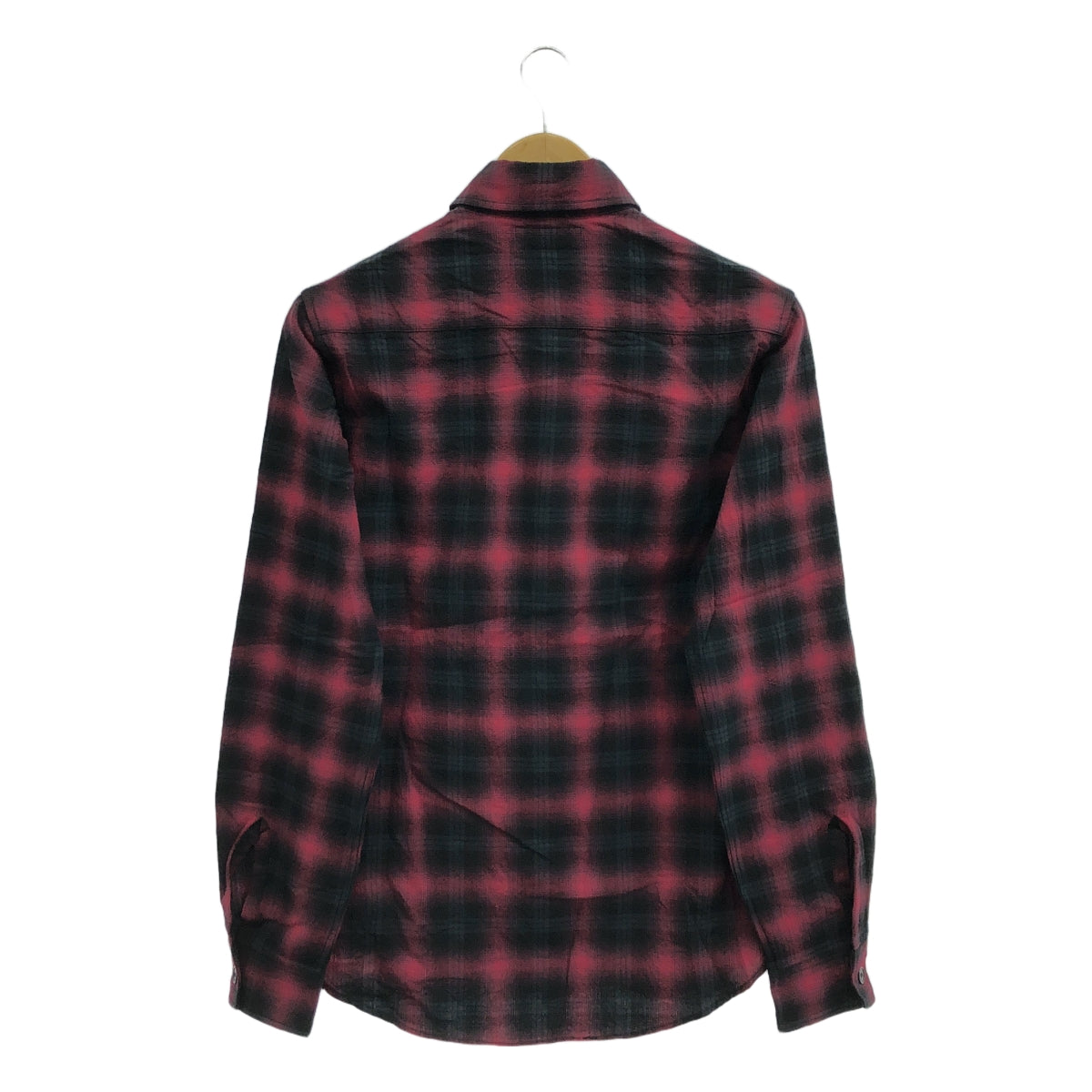 SAINT LAURENT PARIS / 산 로랑 파리 | 옴브레 체크 레귤러 컬러 셔츠 | XS | 보르도/블랙 | 남성