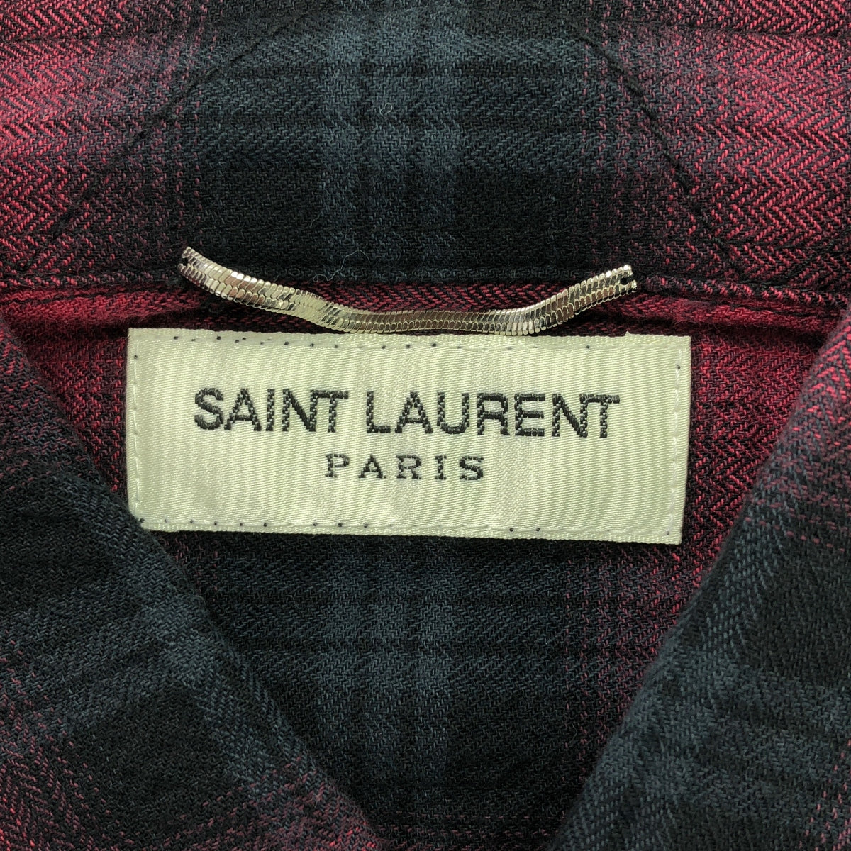 SAINT LAURENT PARIS / 산 로랑 파리 | 옴브레 체크 레귤러 컬러 셔츠 | XS | 보르도/블랙 | 남성