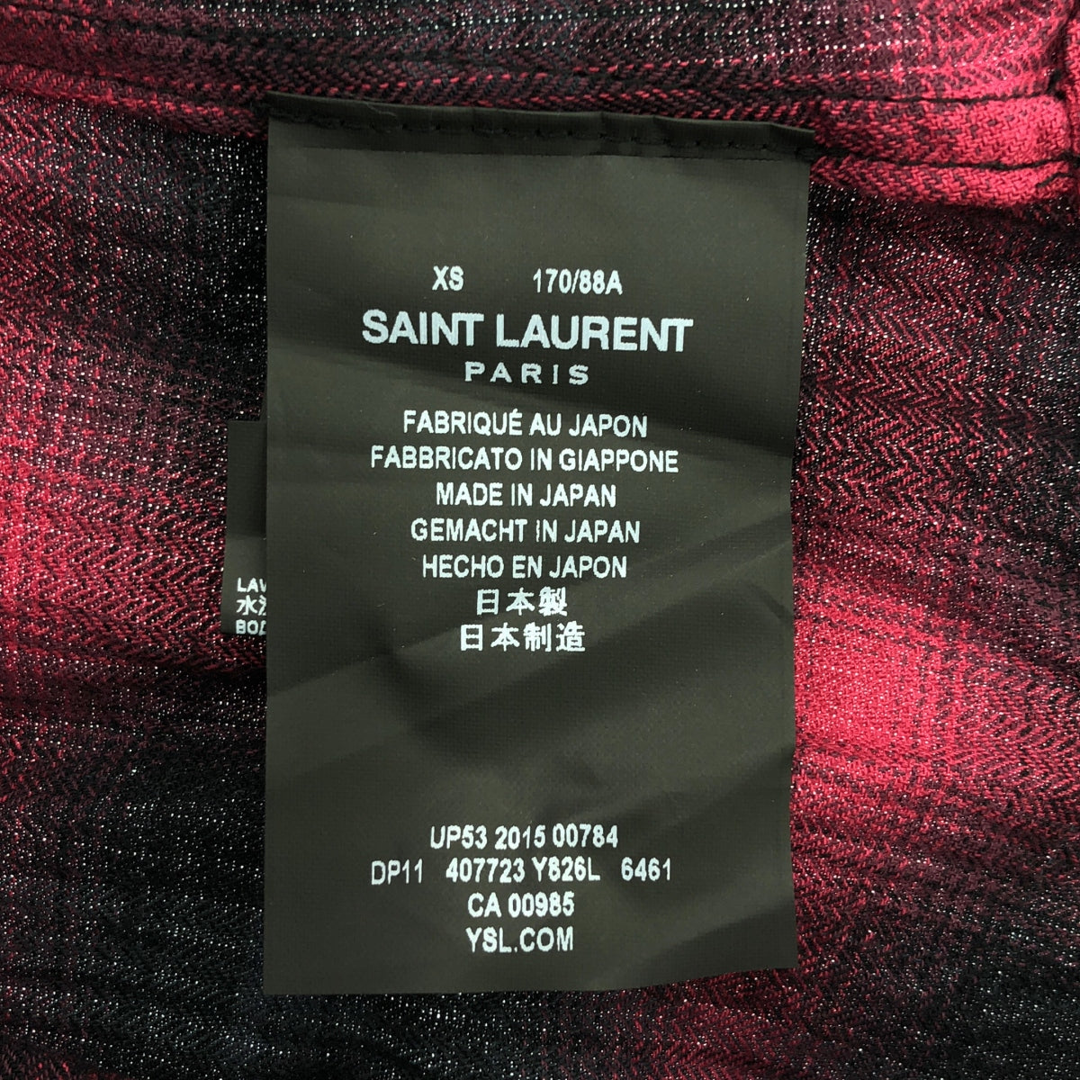 聖羅蘭巴黎 |漸變色格紋常規領襯衫 | XS |波爾多/黑色 |男士