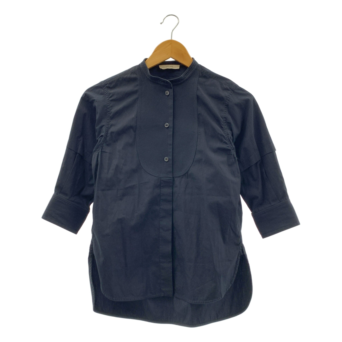 CELINE / セリーヌ | フィービー期 バンドカラー ハーフスリーブシャツ | 34 | レディース