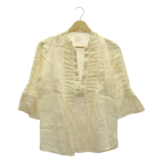 120% lino / 120% lino | Linen pin tuck pleated key neck shirt blouse | 42 | Women's
