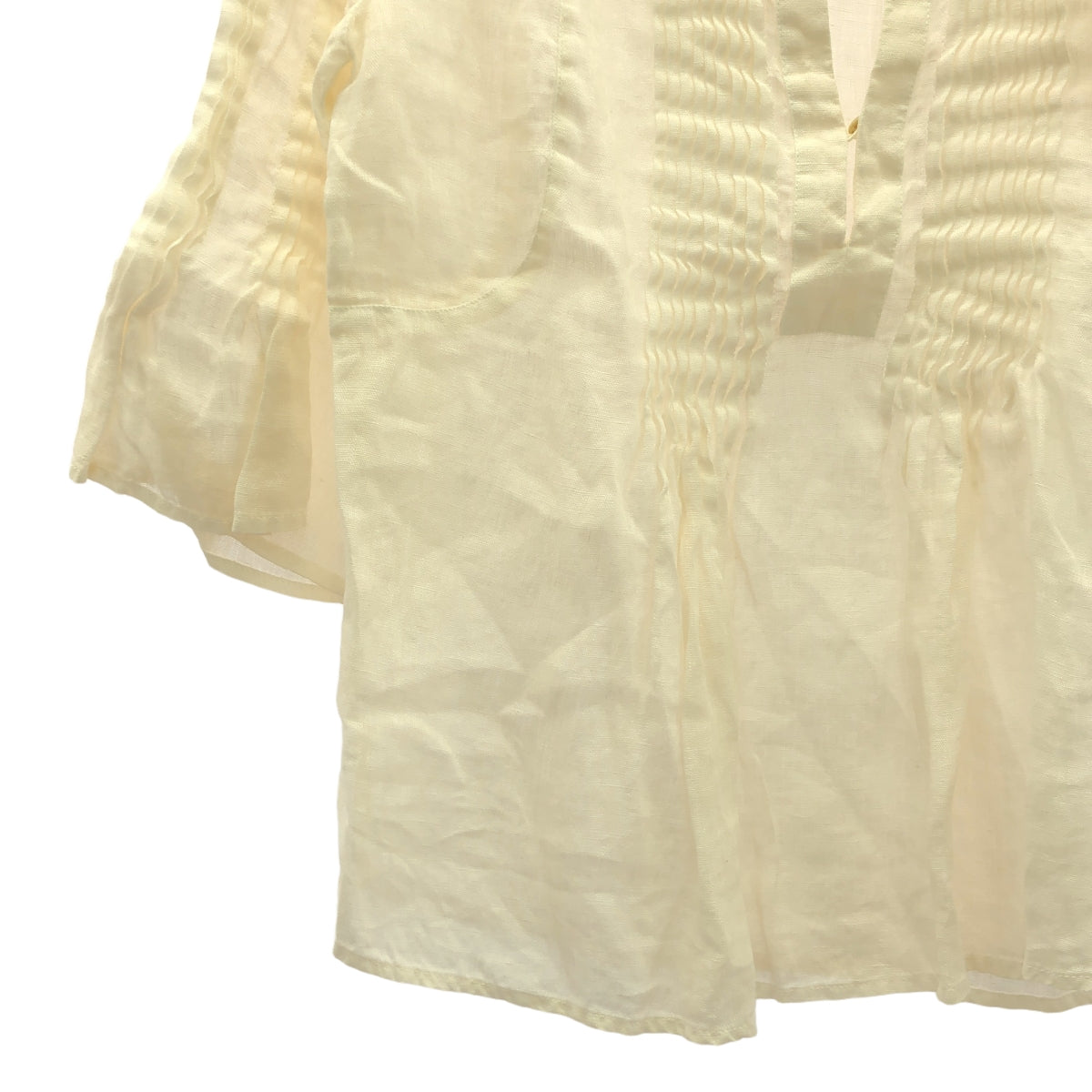 120% lino / 120% lino | Linen pin tuck pleated key neck shirt blouse | 42 | Women's