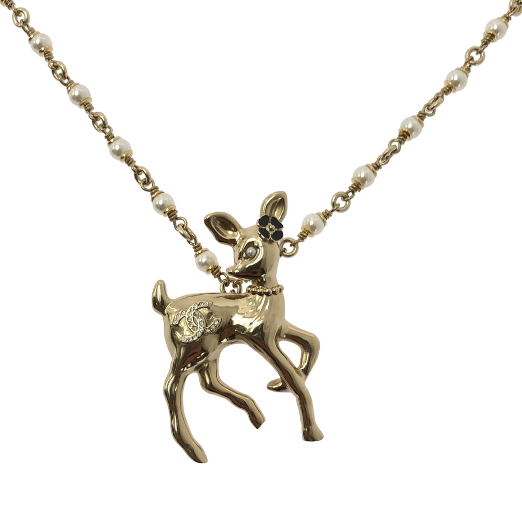 【新品】香奈兒 | 2025春夏 | ABF289 Coco Mark Ba​​ri 水鑽仿珍珠項鍊 | 金色 | 女士