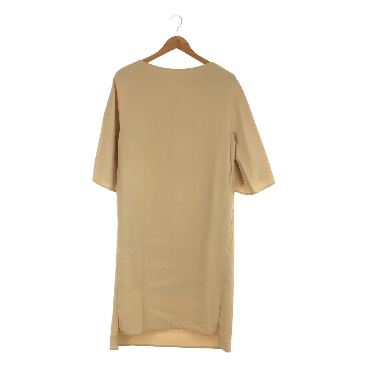 [Good Condition] CYCLAS | Rayon Nylon Boat Neck Long One Piece Dress | Size 36 | Beige | Women's