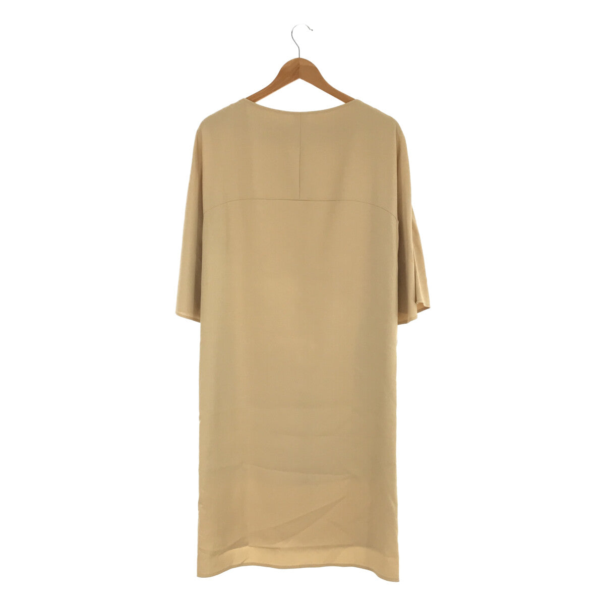 [Good Condition] CYCLAS | Rayon Nylon Boat Neck Long One Piece Dress | Size 36 | Beige | Women's