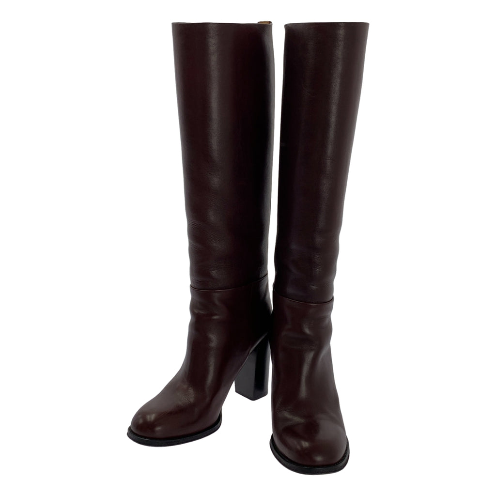 CELINE / セリーヌ | by Phoebe Philo フィービー / レザー ラウンドトゥ チャンキーヒール ロングブーツ | 36 1/2 | レディース