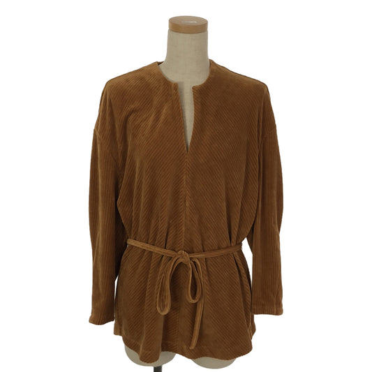 [Good Condition] Mame Kurogouchi | Ribbed Velour Jersey Top | 2 | Brown | Women's