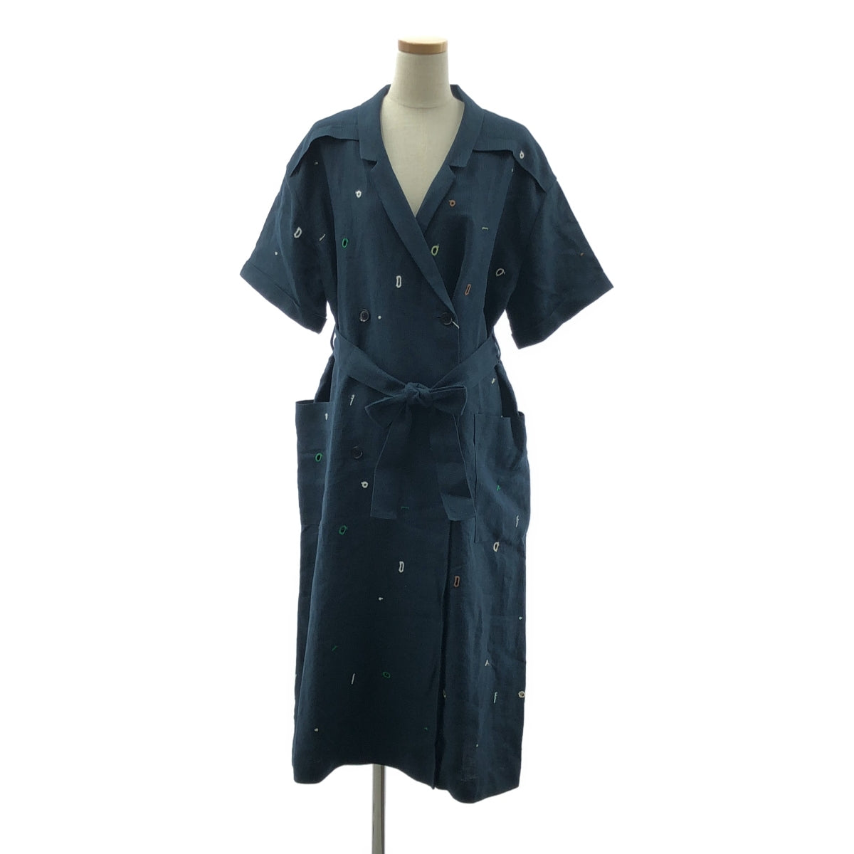 【美品】  mina perhonen / ミナペルホネン | 2023SS | sunny hole / リネン ワンピース コート | 38 | ネイビー | レディース