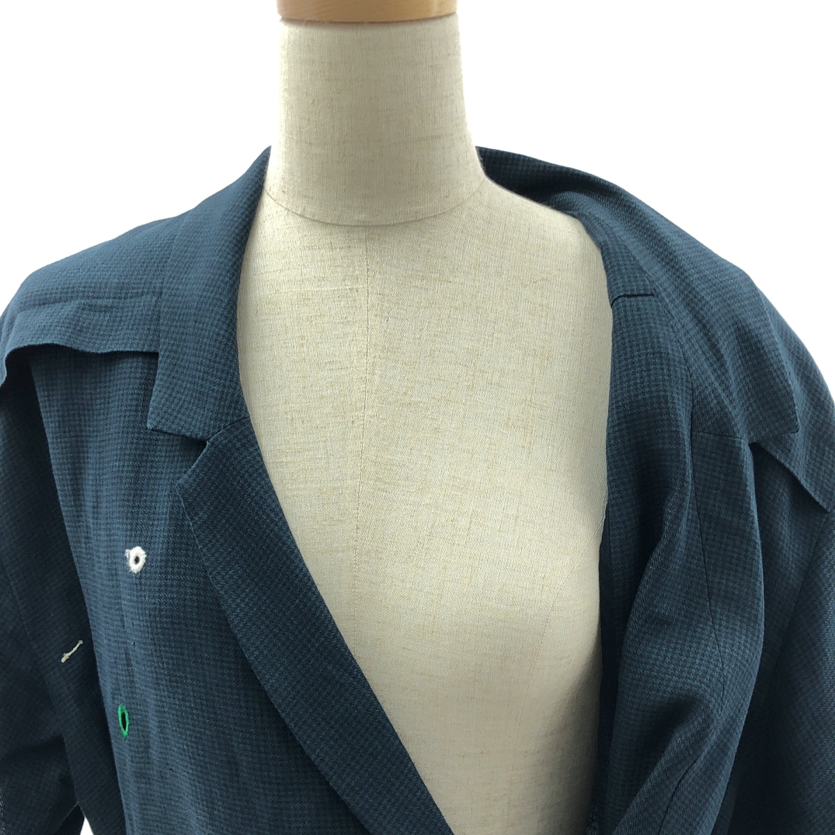 [品相良好] mina perhonen | 2023SS | sunny hole / 亞麻洋裝 | 38 | 海軍藍 | 女款