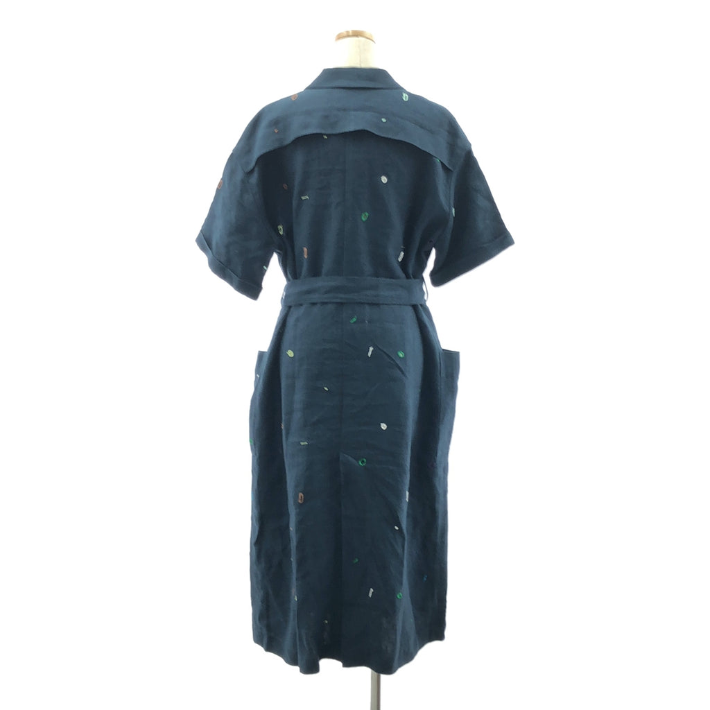 【美品】  mina perhonen / ミナペルホネン | 2023SS | sunny hole / リネン ワンピース コート | 38 | ネイビー | レディース