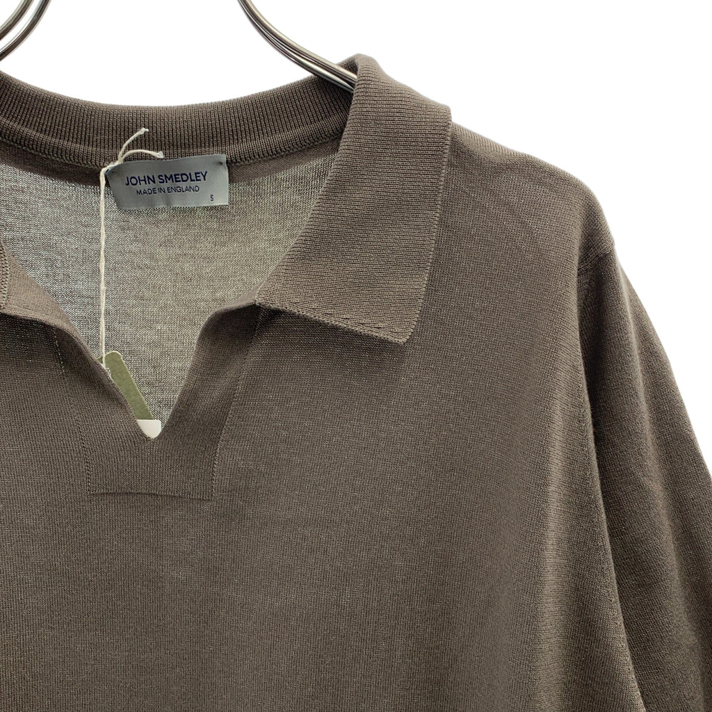 【美品】  JOHN SMEDLEY / ジョンスメドレー | シーアイランドコットン  ニット ポロシャツ | S | チャコール系 | メンズ