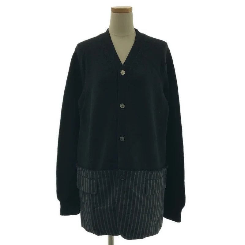 BLACK COMME des GARCONS / ブラックコムデギャルソン | 2020SS | ストライプ 異素材 切替 ドッキング ニット カーディガン ジャケット | L | レディース