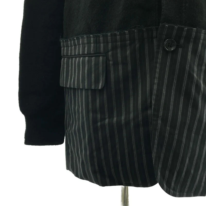BLACK COMME des GARCONS / ブラックコムデギャルソン | 2020SS | ストライプ 異素材 切替 ドッキング ニット カーディガン ジャケット | L | レディース