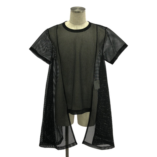 【美品】  COMME des GARCONS HOMME PLUS / コムデギャルソンオムプリュス | 2024SS | ポリエステル 変形 メッシュ ロング プルオーバー トップス | M | ブラック | メンズ