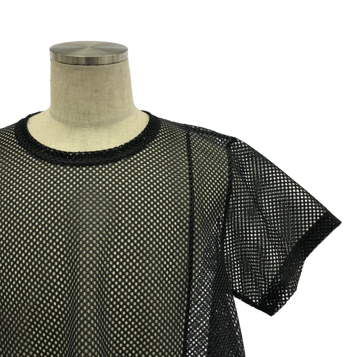 【美品】  COMME des GARCONS HOMME PLUS / コムデギャルソンオムプリュス | 2024SS | ポリエステル 変形 メッシュ ロング プルオーバー トップス | M | ブラック | メンズ