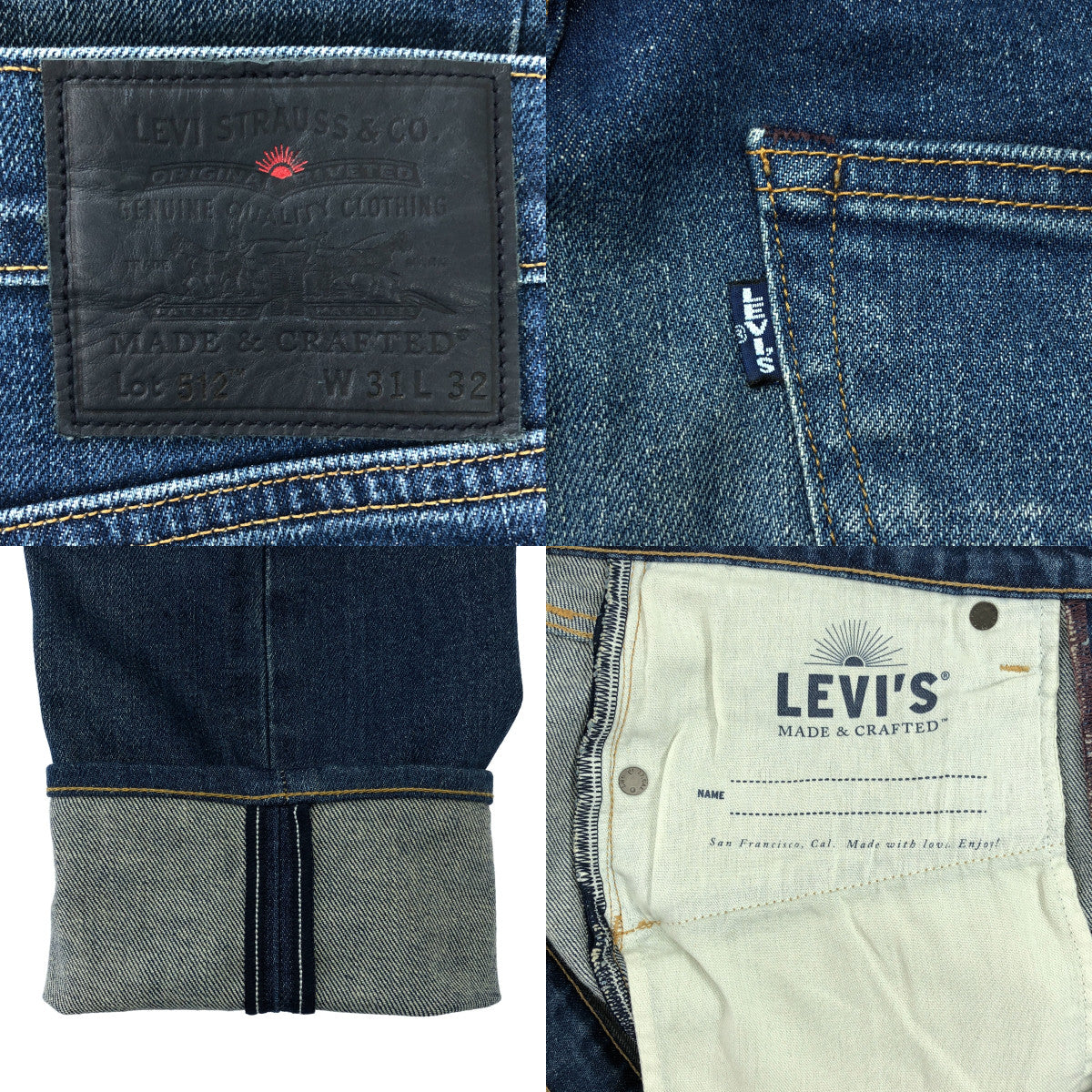 LEVI'S MADE &amp; CRAFTED / 리바이스 메이드 &amp; 크래프티드 | 512 SLIM TAPER 슬림 테이퍼 스트레치 데님 팬츠 | W31 L32 | 남성