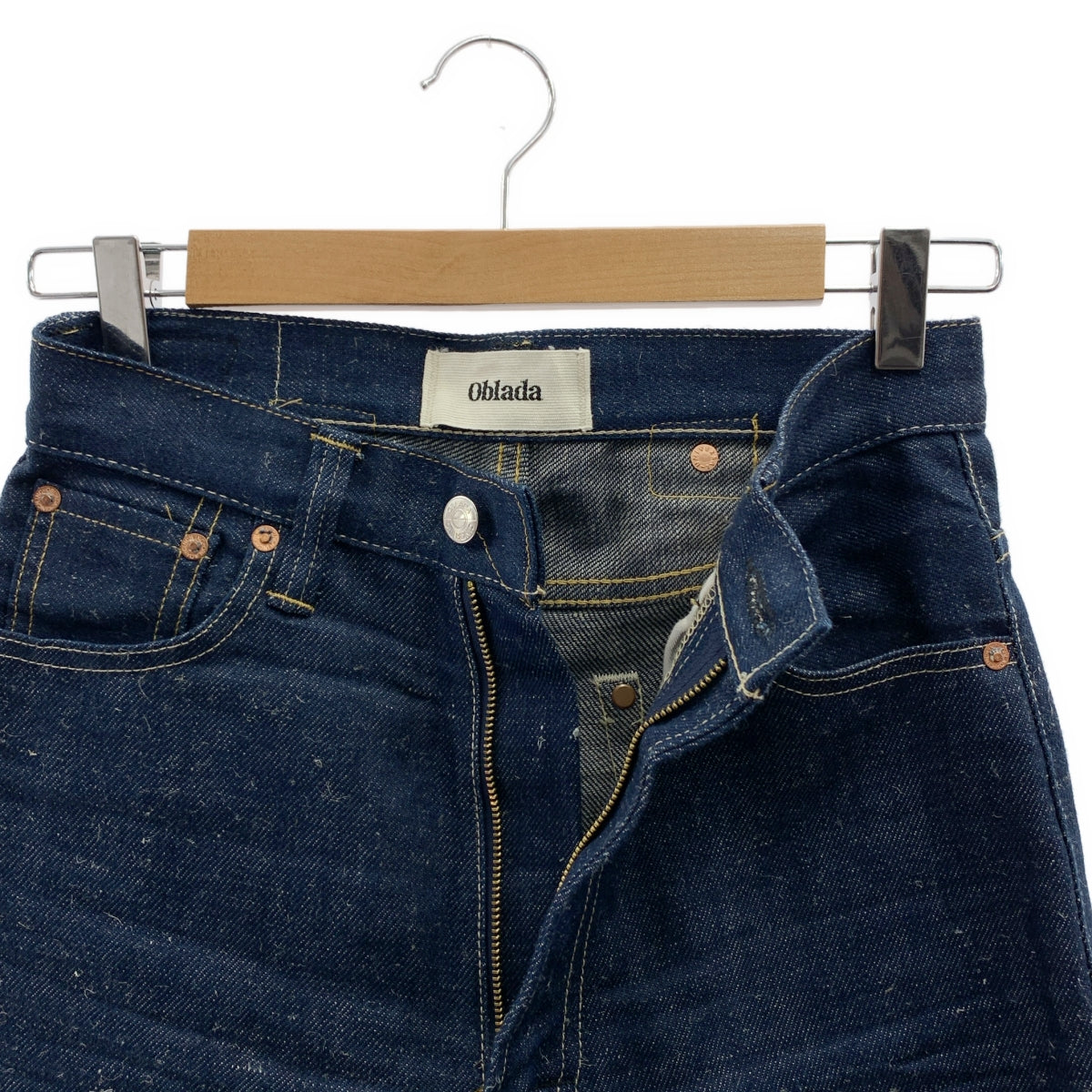 oblada / オブラダ | コットン リネン シンチバック セルビッチ デニムパンツ | 24 | インディゴ | レディース