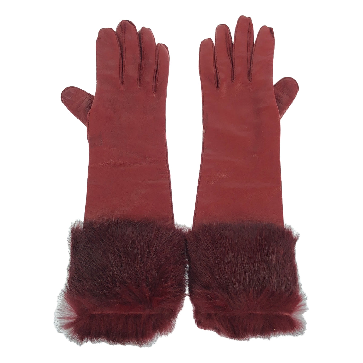 考斯 |帶毛皮的皮手套 |紅色的
