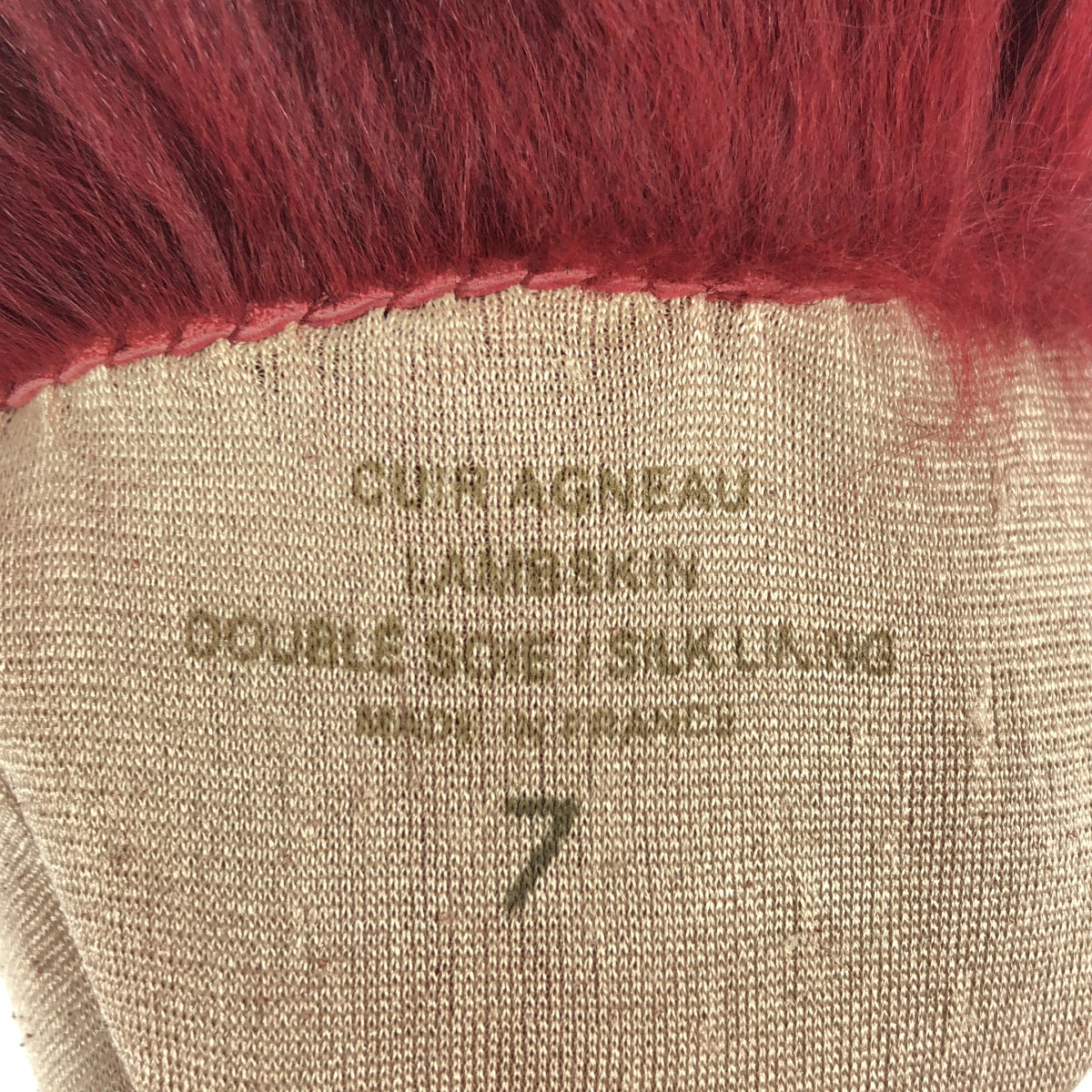 考斯 |帶毛皮的皮手套 |紅色的