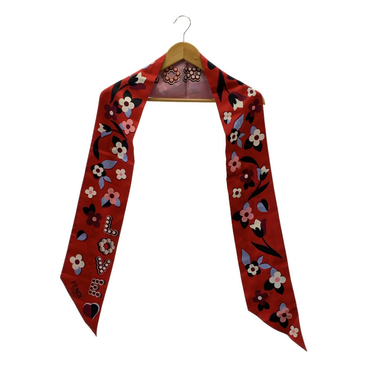 【美品】  FENDI / フェンディ | フラワー柄 ラッピー スカーフ | レッド