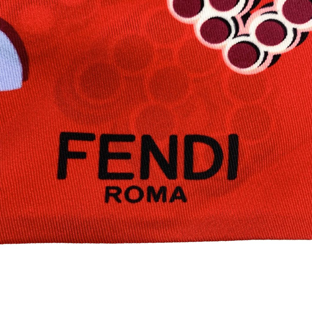 【美品】  FENDI / フェンディ | フラワー柄 ラッピー スカーフ | レッド