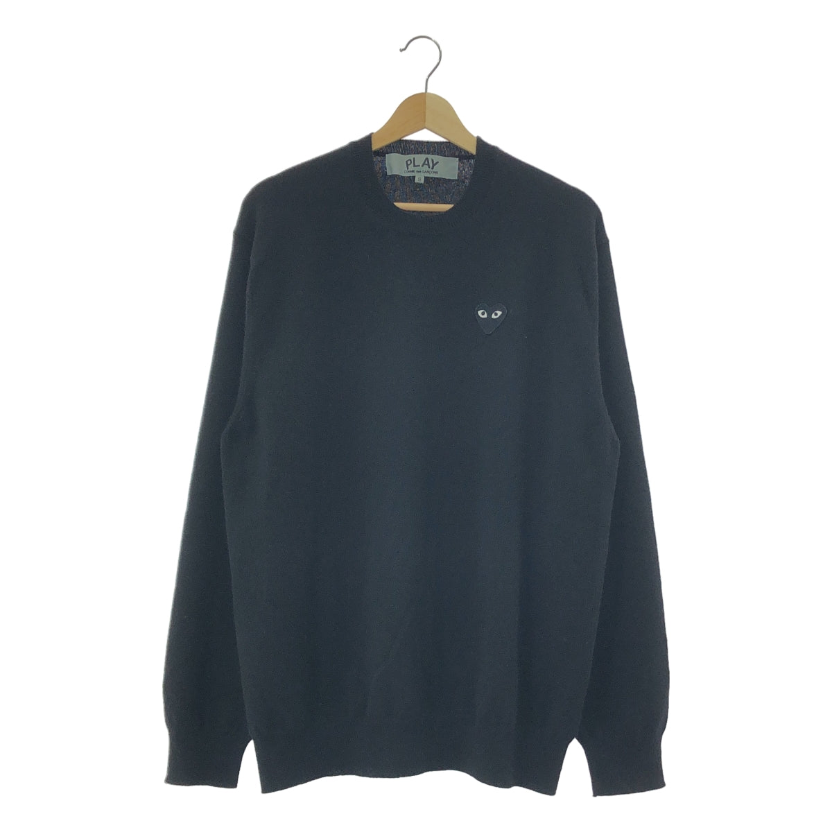 PLAY COMME des GARCONS / プレイコムデギャルソン | AD2024 | ハートワッペン カシミヤ クルーネック ニット | S | ブラック | メンズ